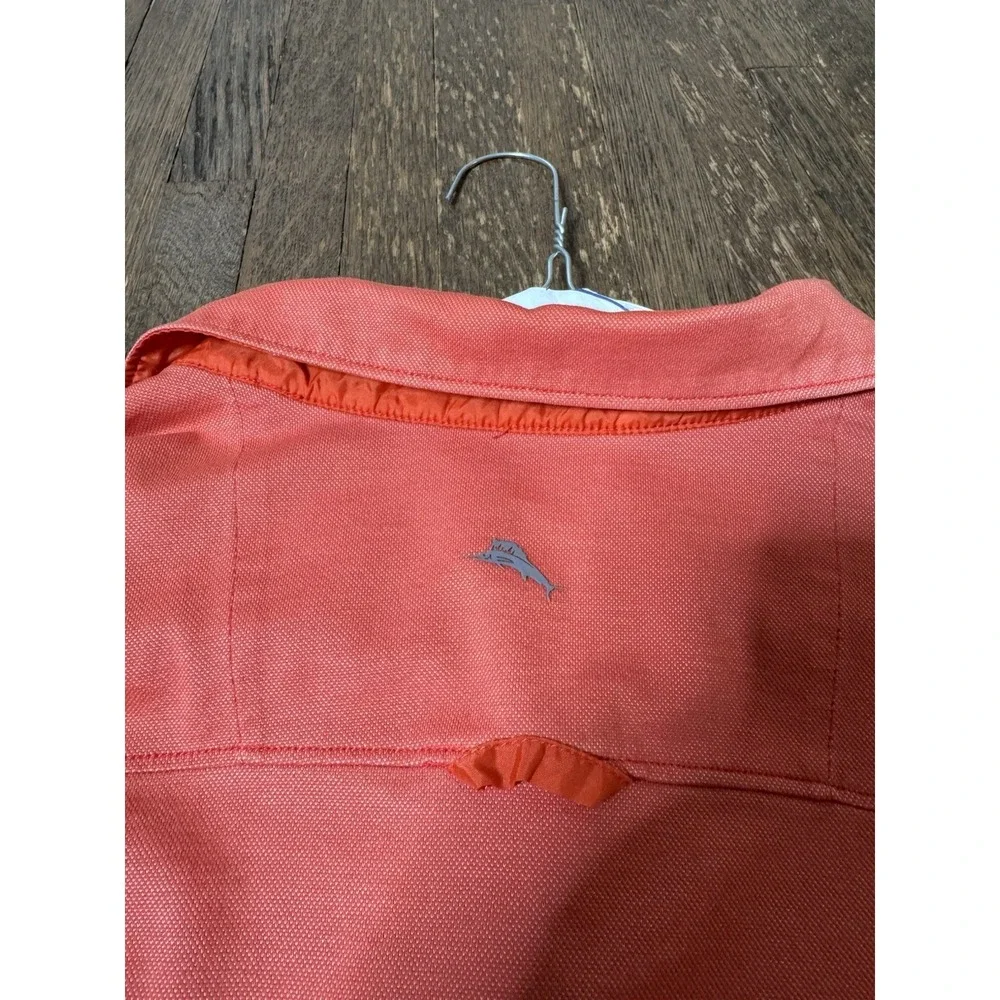 Tommy Bahama Mens XXL Polo Shirt Orange Coral Short Sleeve Marlin Logo Golf 2XL